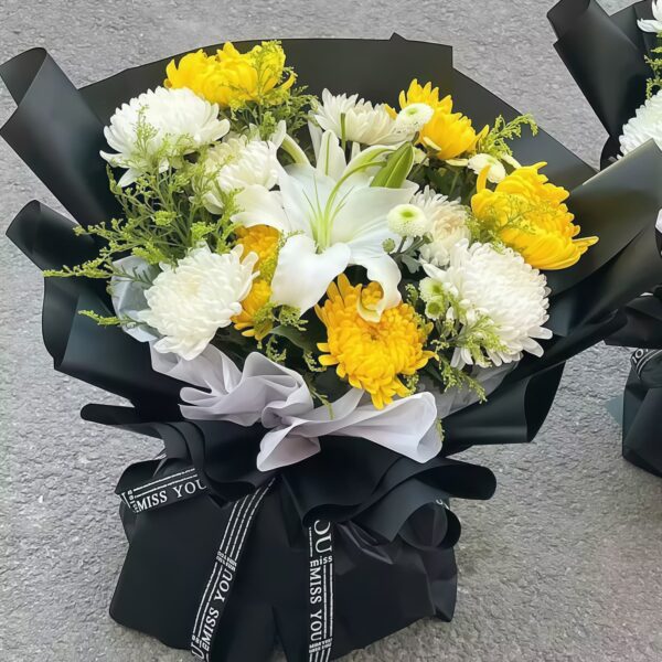 3 Lilies & 11 Chrysanthemums Mixed Bouquet - Everlasting Tribute 3 Lilies & 11 Chrysanthemums Mixed Bouquet - Everlasting Tribute