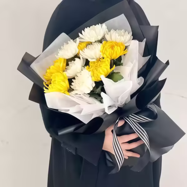 9 White Chrysanthemums Bouquet - Thinking of You