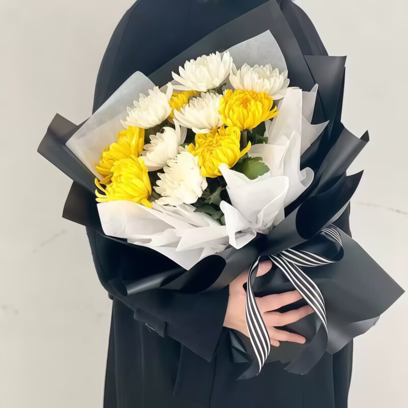 9 White Chrysanthemums Bouquet - Thinking of You