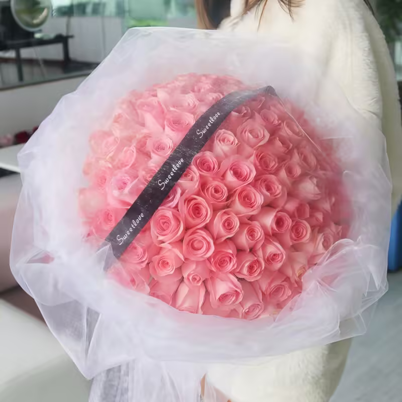 99 Pink Roses Bouquet - Fairytale Dream Romantic Gift