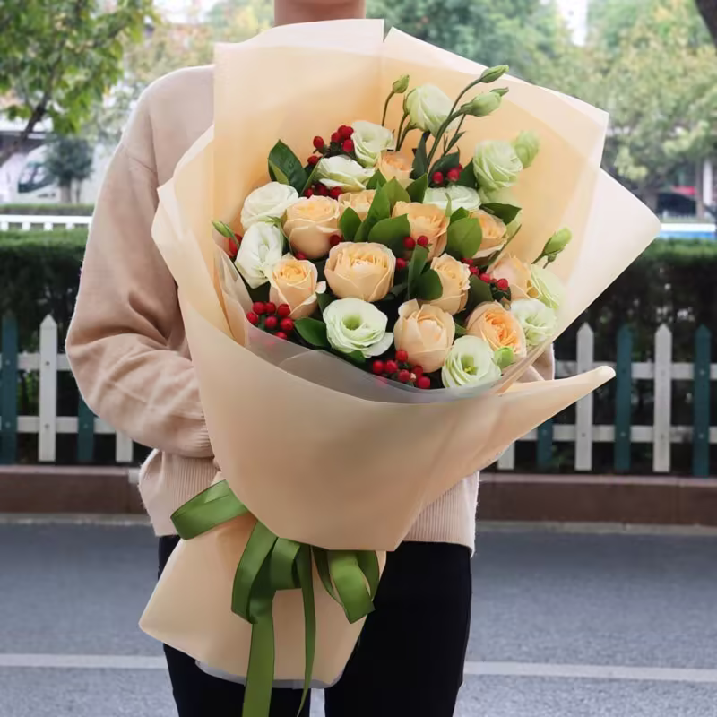 11 Champagne Roses Bouquet - Eternal Devotion Floral Gift