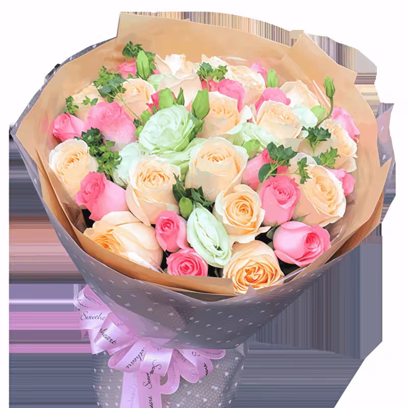 33 Rose Champagne - Amore Eterno 33 Champagne & Pink Roses Bouquet - Eternal Love Floral Gift - 3
