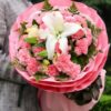 19 Pink Carnations & Lilies Bouquet - Gentle Affection Floral Gift - 1
