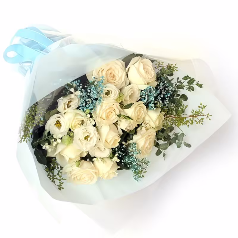11 White Roses Bouquet - Pure Elegance & Serene Floral Arrangement - 2