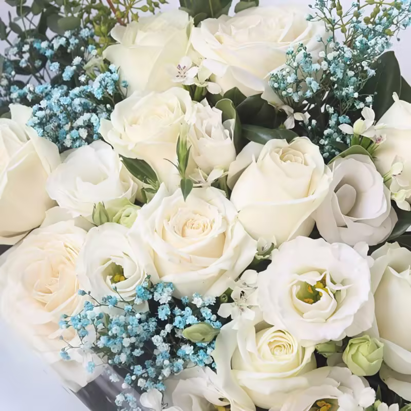 11 White Roses Bouquet - Pure Elegance & Serene Floral Arrangement - 3