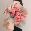 13 Pink Carnations & 6 Roses Bouquet | Radiant Joy Floral Gift