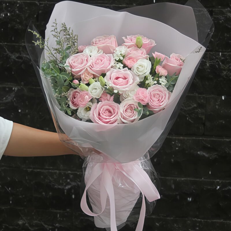 11 Pink Roses Bouquet - Angelic Bloom | Romantic Floral Gift - 4