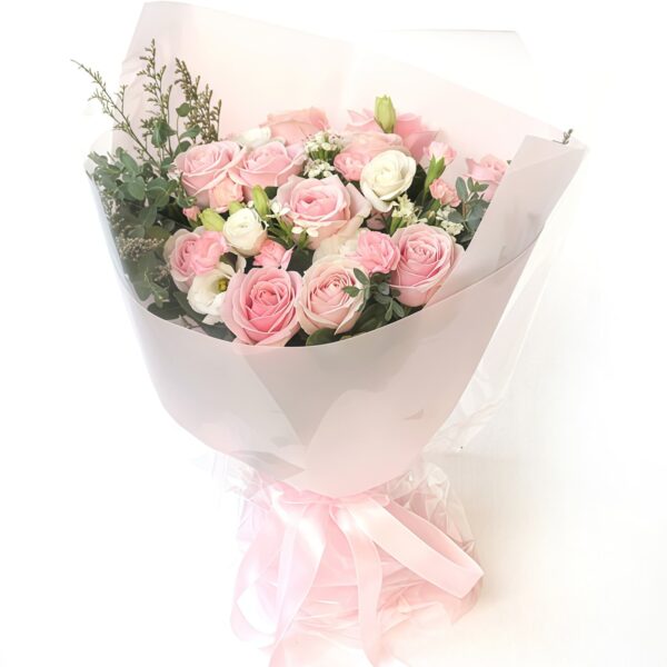 Buquê de 11 Rosas Cor-de-Rosa - Brilho Angelical