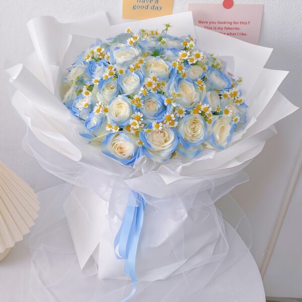 33 Ice Blue Roses Bouquet - Dreamy Mist | Elegant Floral Gift