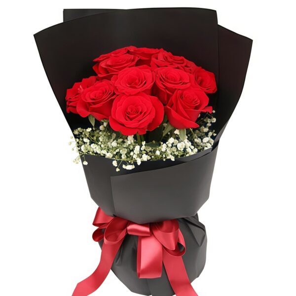 Mazzo di 11 Rose Rosse – Incanto di Mezzanotte