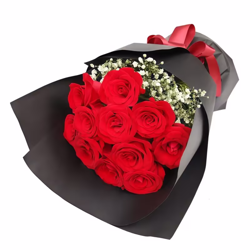 11 Red Roses Bouquet - Midnight Glow | Romantic Floral Gift - 2