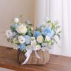 Danube Blue Carnation and Rose Hand-held Flower Basket - 1