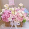 Danube Blue Carnation and Rose Hand-held Flower Basket - 2