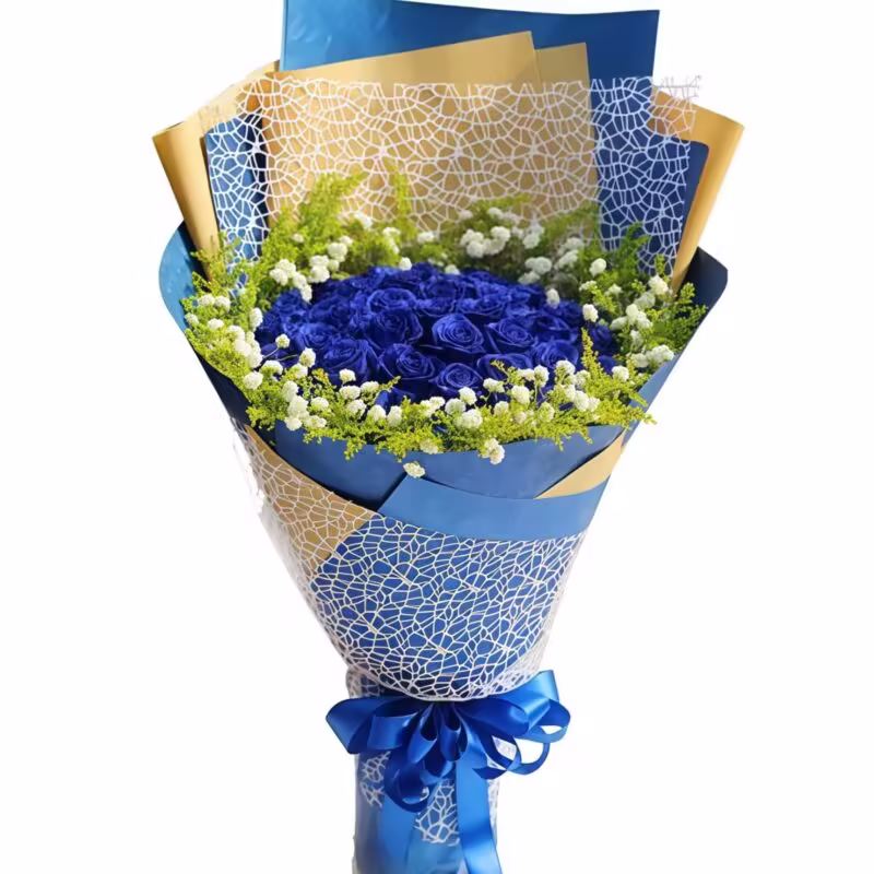 33 Blue Roses Bouquet - Radiant Joy | Unique Floral Arrangement - 3