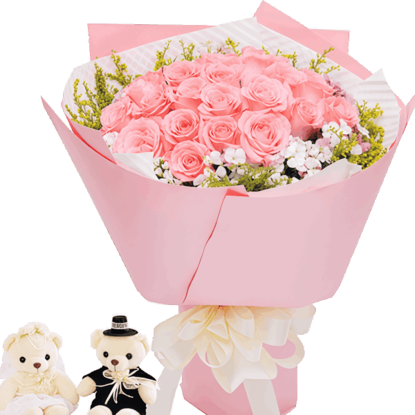 Bouquet di 19 Rose Rosa - Un Legame Eterno