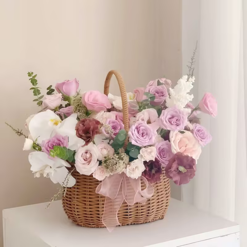 Roses Mix & Match Handheld Flower Basket | Elegant Floral Arrangements - 1