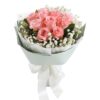 11 Pink Roses Bouquet - Radiant Beauty with Stargazer Lilies - 1