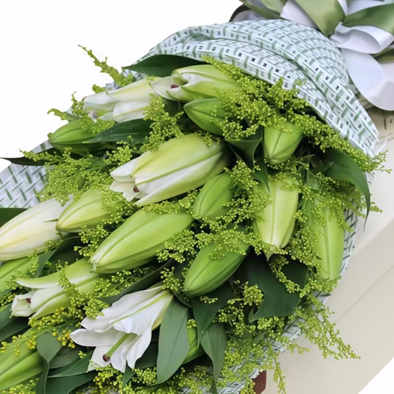 19 White Lilies Bouquet - Serene Elegance Floral Arrangement - 3