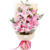 Pure Romance: 6 Pink Lilies & 6 Pink Roses Bouquet | Fresh Floral Gift