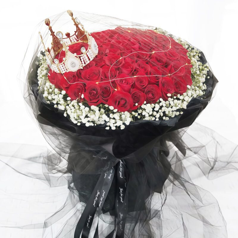 Luxury Tiara Red Rose Bouquet | 33 or 99 Premium Roses for Special Occasions - 4