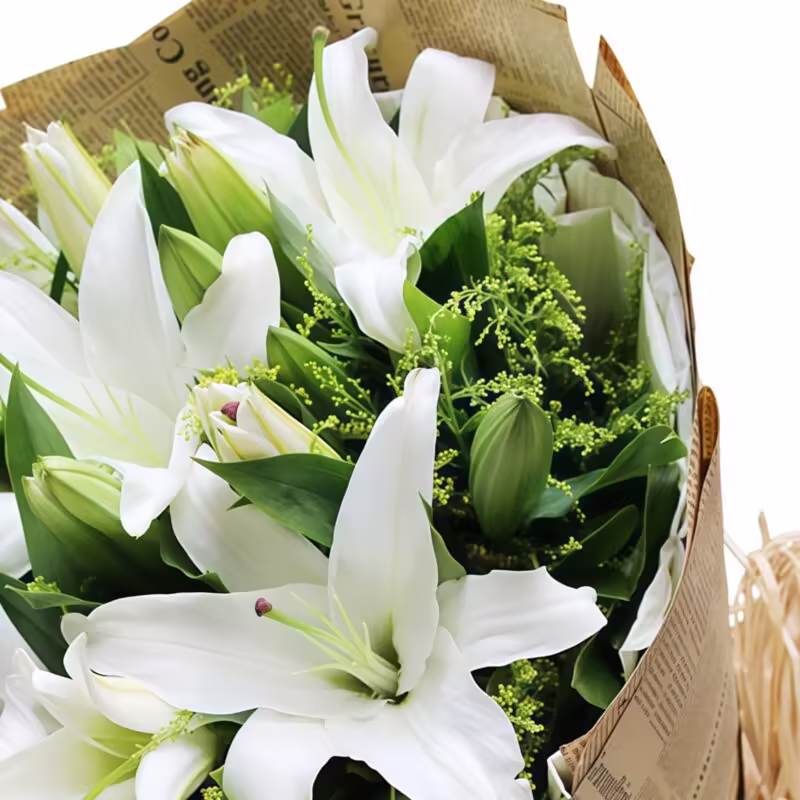 19 White Lilies Bouquet - Eternal Happiness & Elegant Floral Gift - 2