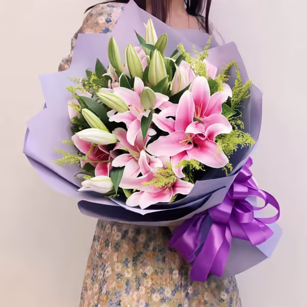 Bouquet di 19 Gigli Rosa – Gioia Sincera