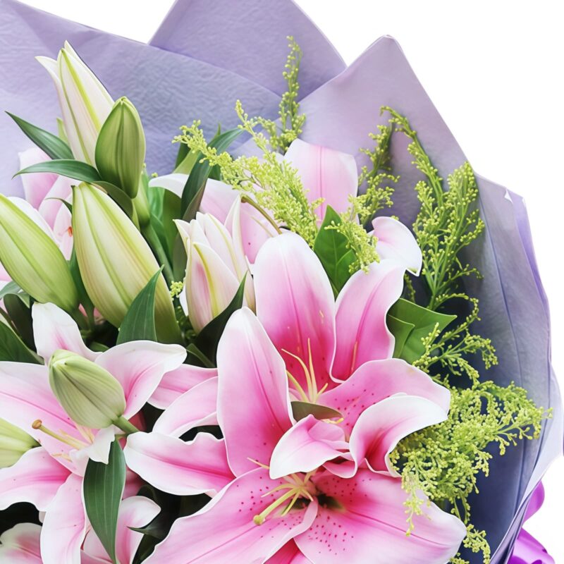 19 Pink Lilies Bouquet - Heartfelt Joy | Fresh Floral Arrangement - 5