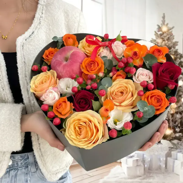 Caixa de Presente com 11 Rosas Mistas - Votos de Alegria