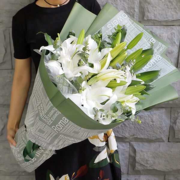 Elegant White Lilies Bouquet | Fresh Floral Arrangement for All Occasions