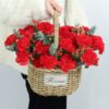 19 Red Carnations Basket - Crimson Devotion | Fresh Flower Gift