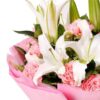 11 Pink Carnations & 2 Lilies Bouquet | Sweet Moments Floral Gift - 2