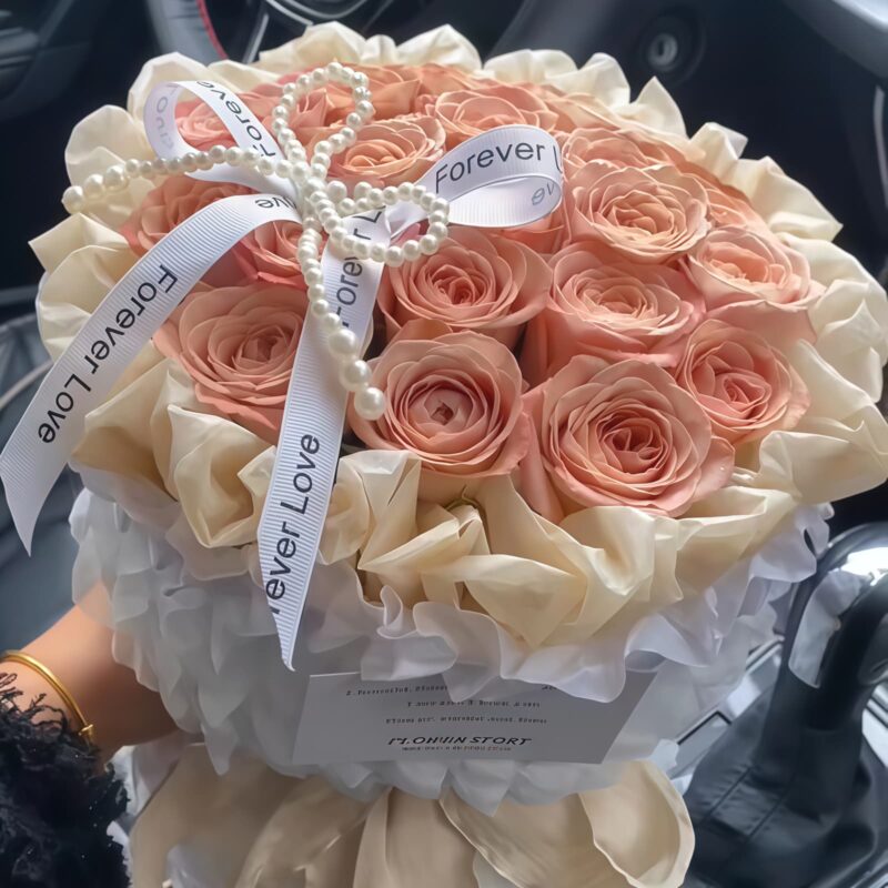 Bouquet di 19 Rose Cappuccino - Principessa Tutu 19 Cappuccino Roses Bouquet - Princess Tutu Luxury Floral Gift