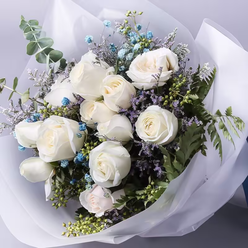 12 White Roses Bouquet - Celestial Beauty | Elegant Floral Gift - 2