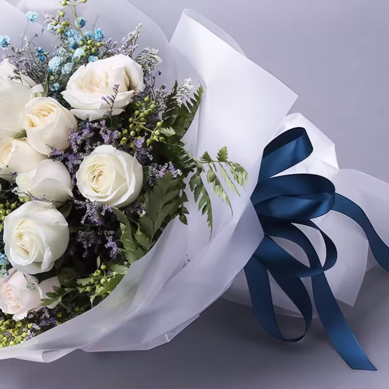 12 White Roses Bouquet - Celestial Beauty | Elegant Floral Gift - 3