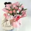 11 Pink Rose & Apple Bouquet - Evening Glow | Romantic Gift