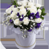 Bouquet 3 Gigli Bianchi e 19 Rose Champagne - Splendore Puro 3 White Lilies & 19 Champagne Roses Bouquet | Pure Radiance Luxury Floral Gift - 1