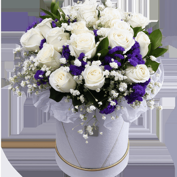 Bouquet 3 Gigli Bianchi e 19 Rose Champagne - Splendore Puro
