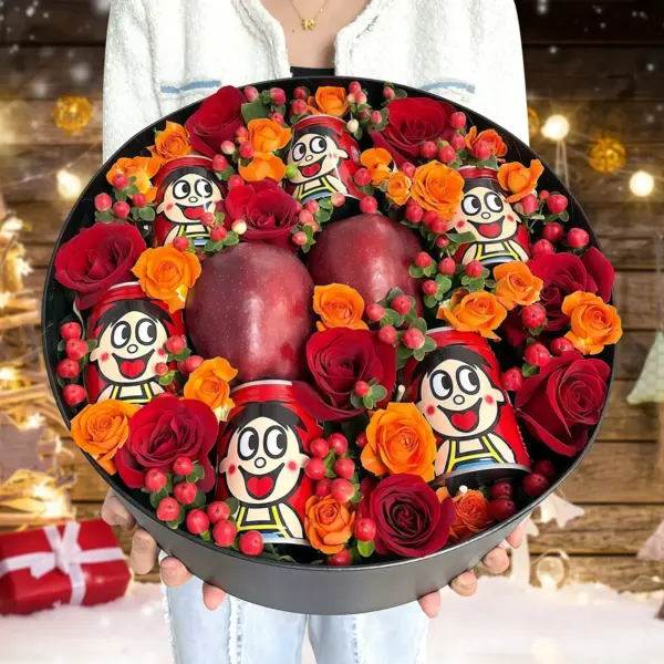 9朵紅玫瑰節慶圓形禮盒 - 傳遞滿滿平安與驚喜