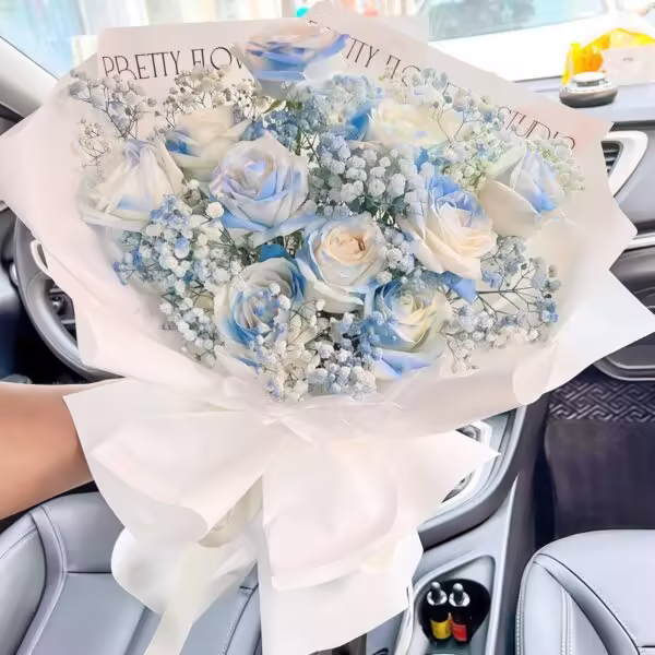 11 Ice Blue Roses Bouquet - Serene Grace | Elegant Floral Gift
