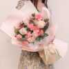 19 Carnation and Rose Bouquet - Blush Harmony | Elegant Floral Gift