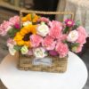 Sunflowers & Pink Carnations Basket - Heartfelt Floral Arrangement