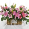 Cesto 'Pink Bliss': 16 Gigli Rosa e 8 Garofani Pink Bliss: 16 Pink Lilies & 8 Carnations Flower Basket