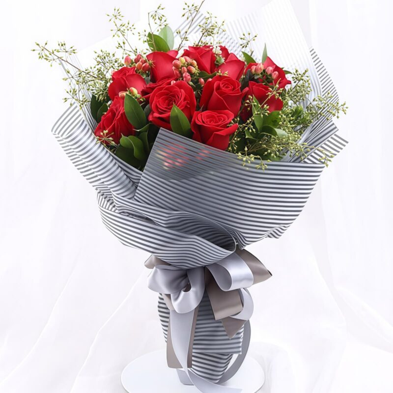 11 Red Roses Bouquet - Radiant Grace | Romantic Floral Gift - 1