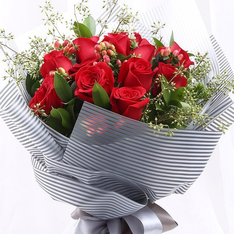 11 Red Roses Bouquet - Radiant Grace | Romantic Floral Gift - 2