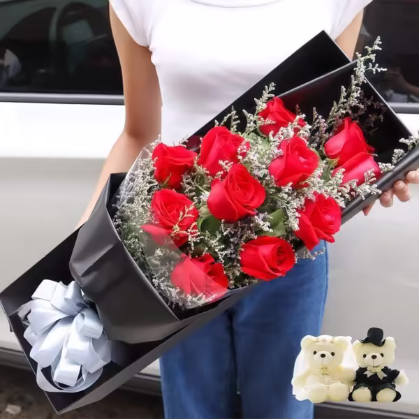 Cofanetto Regalo 11 Rose Rosse - Un Ricordo Romantico