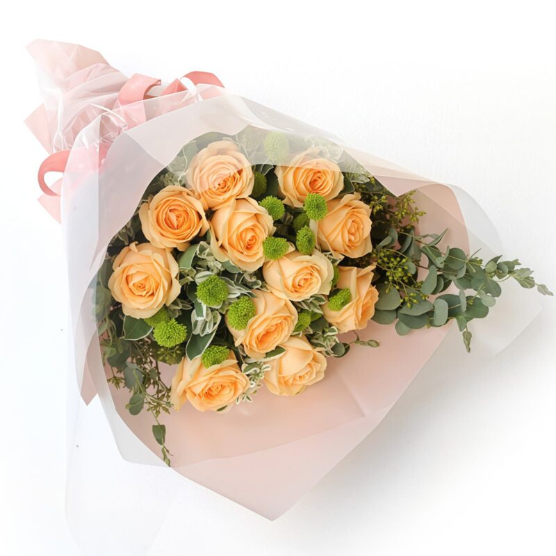 Gentle Breeze: 11 Champagne Roses and Daisies Bouquet - 3