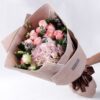 Blushing Romance: 11 Pink Roses & Hydrangea Bouquet - 4