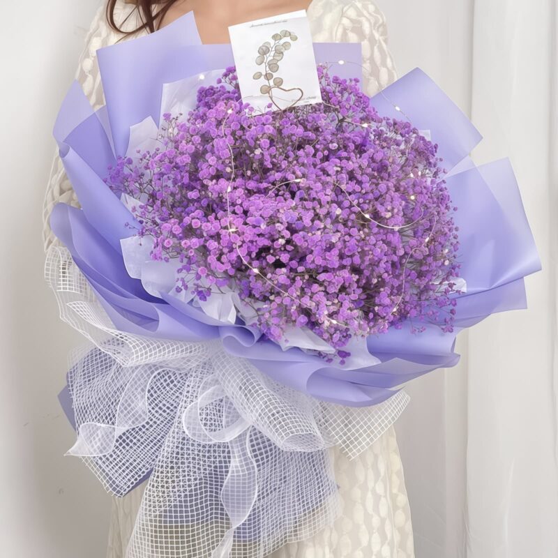 Bouquet di Gipsofila Viola - Radiosità Serena Purple Baby's Breath Bouquet - Serene Radiance Floral Gift