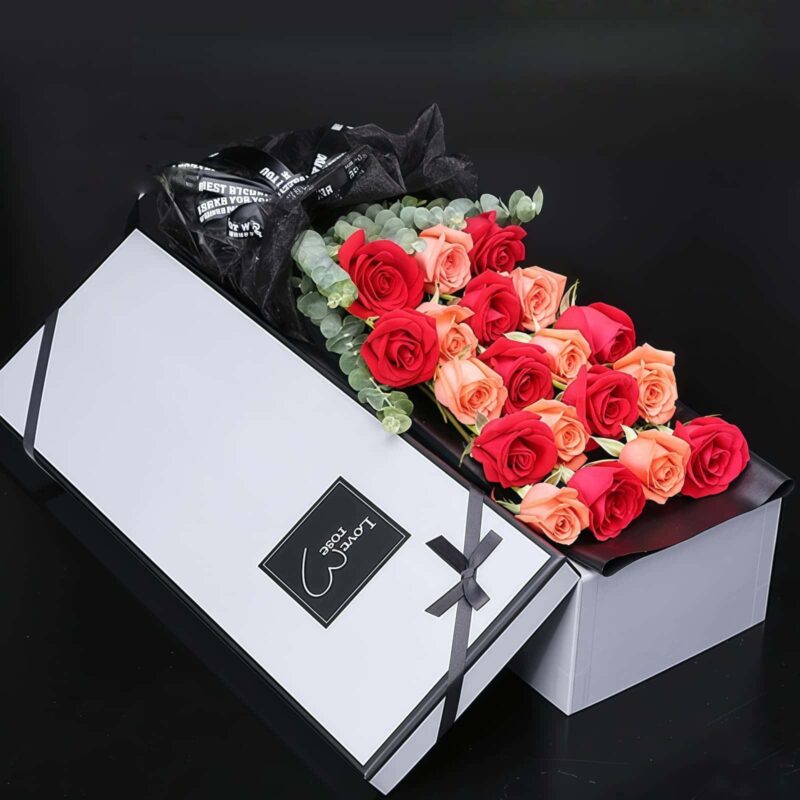 19 Red and Pink Roses Box | Eternal Blessings Romantic Bouquet - 3