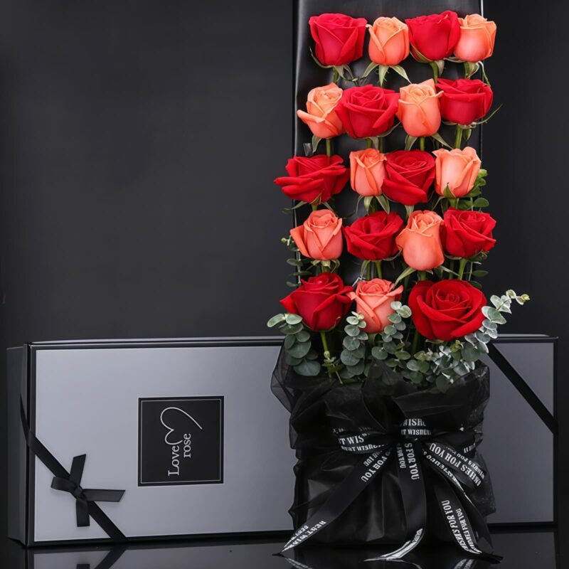 19 Red and Pink Roses Box | Eternal Blessings Romantic Bouquet - 1